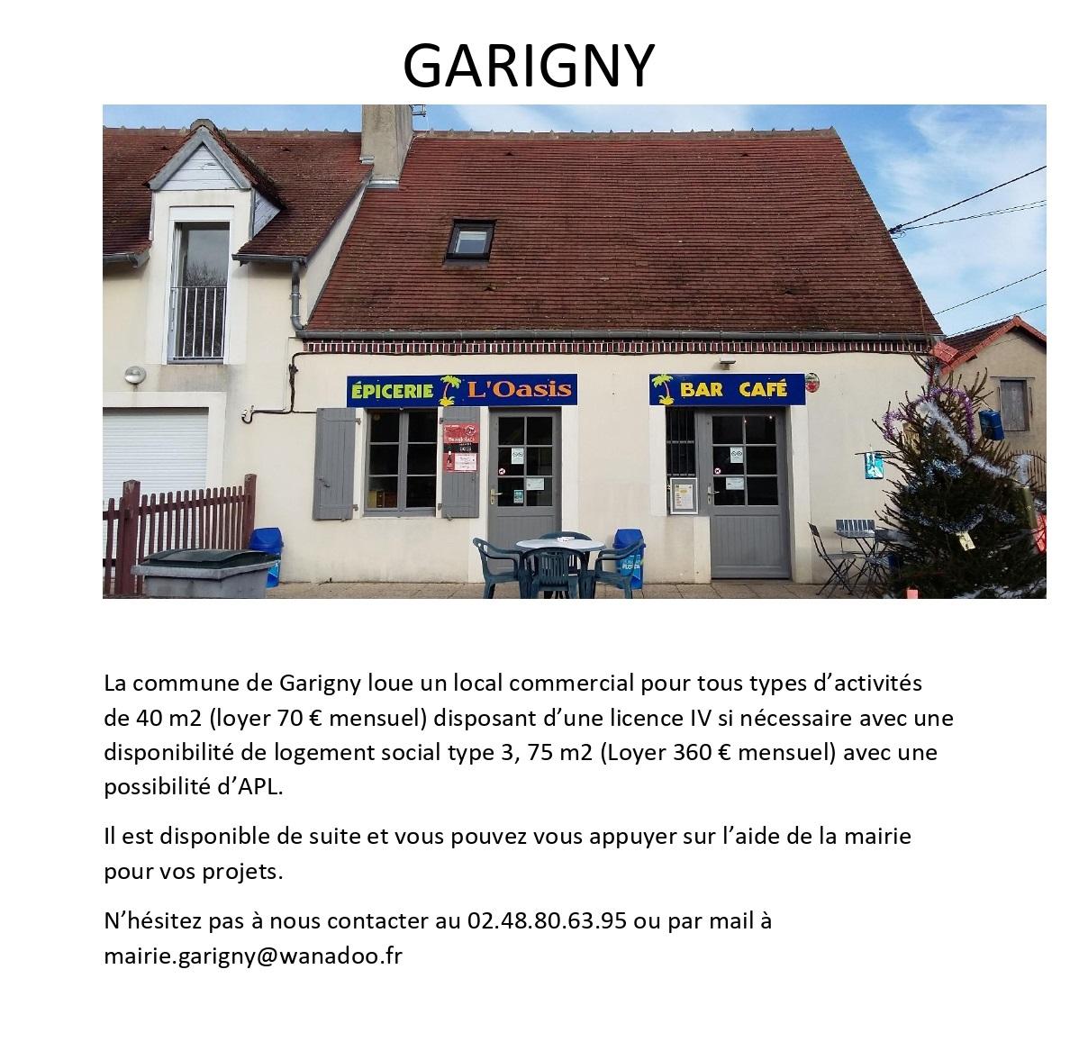 La commune de garigny loue un local commercial 1